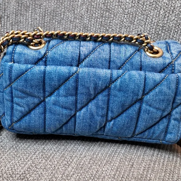 Quilted Denim Pillow Tabby Shoulder Bag - Picture 2 of 6